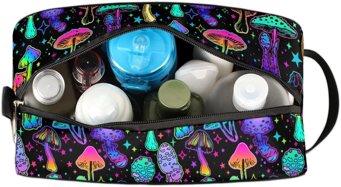 Hanging Toiletry Bag for Women Halloween Theme Mushroom Travel Makeup Bag Organizer Toiletries Bag for Travel Size Essentials Accessories Cosmetics