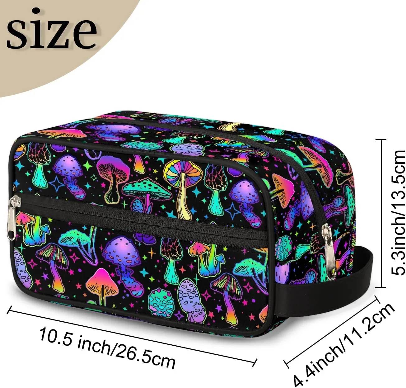 Hanging Toiletry Bag for Women Halloween Theme Mushroom Travel Makeup Bag Organizer Toiletries Bag for Travel Size Essentials Accessories Cosmetics