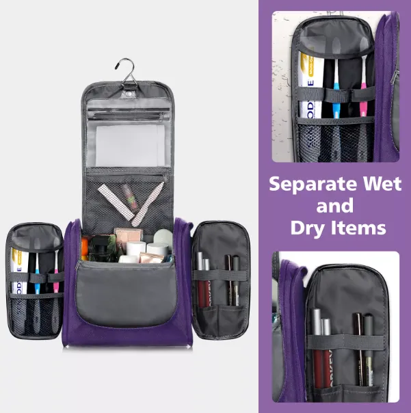 Hanging Toiletry Bag – Travel Makeup & Cosmetic Organizer with Multiple Compartments