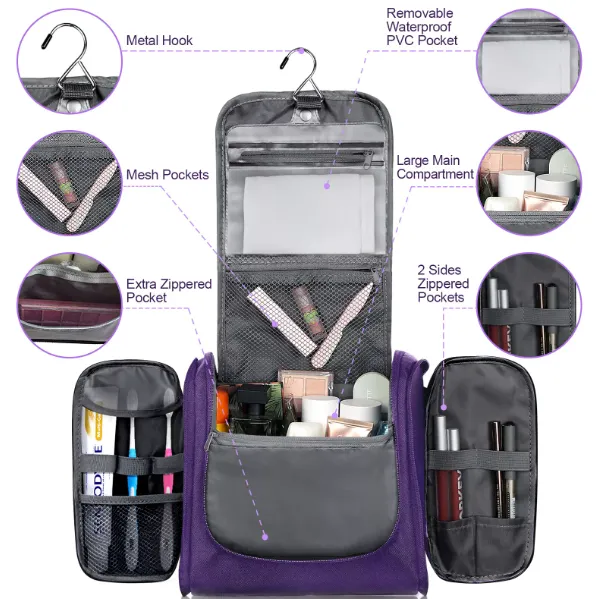 Hanging Toiletry Bag – Travel Makeup & Cosmetic Organizer with Multiple Compartments