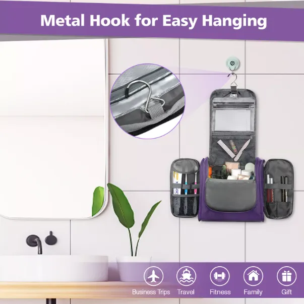 Hanging Toiletry Bag – Travel Makeup & Cosmetic Organizer with Multiple Compartments