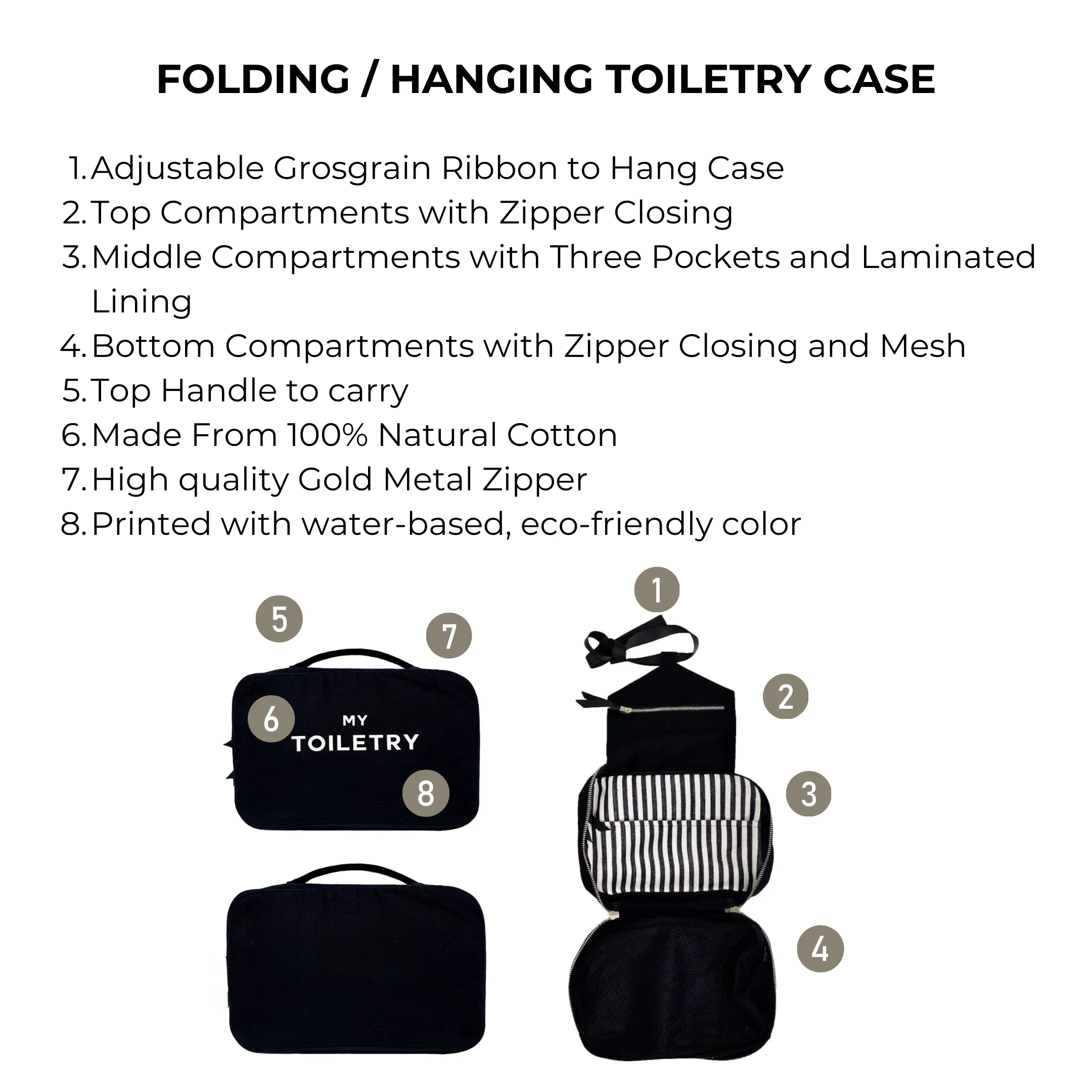 Hanging Toiletry Travel Bag – Black