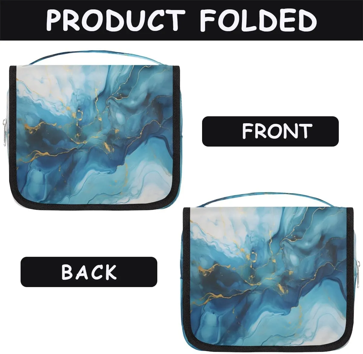 Hanging Travel Toiletry Bag Abstract Blue Marble Toiletry Bags with Hanging Hook Portable Cosmetic Bag Makeup Organizer for Travel Business Trip