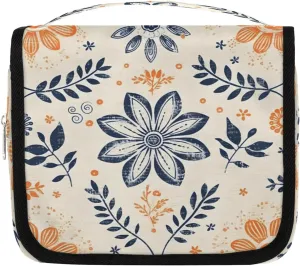 Hanging Travel Toiletry Bag Boho Flowers Toiletry Bags with Hanging Hook Portable Cosmetic Bag Makeup Organizer for Travel Business Trip