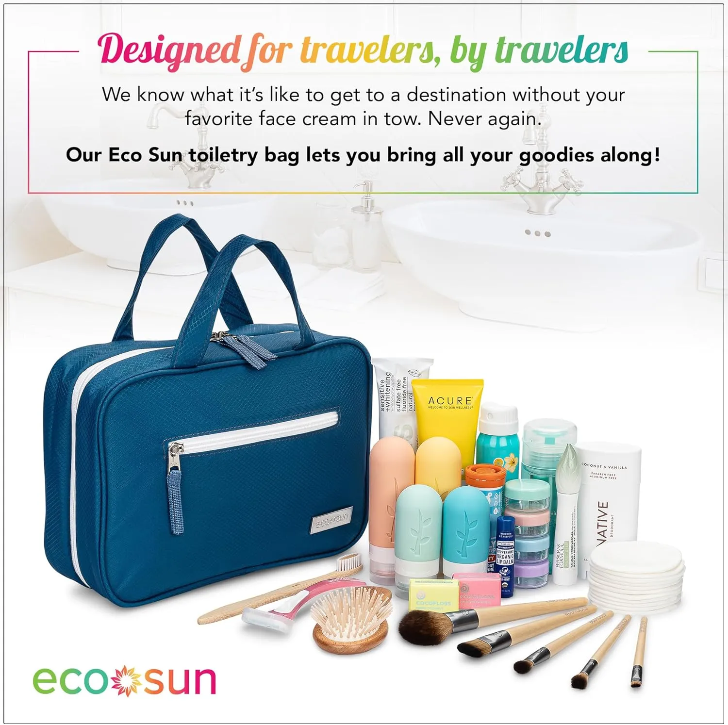 Hanging Travel Toiletry Bag — Designed in Hawaii — Water-resistant Travel Organizer for Bathroom Accessories