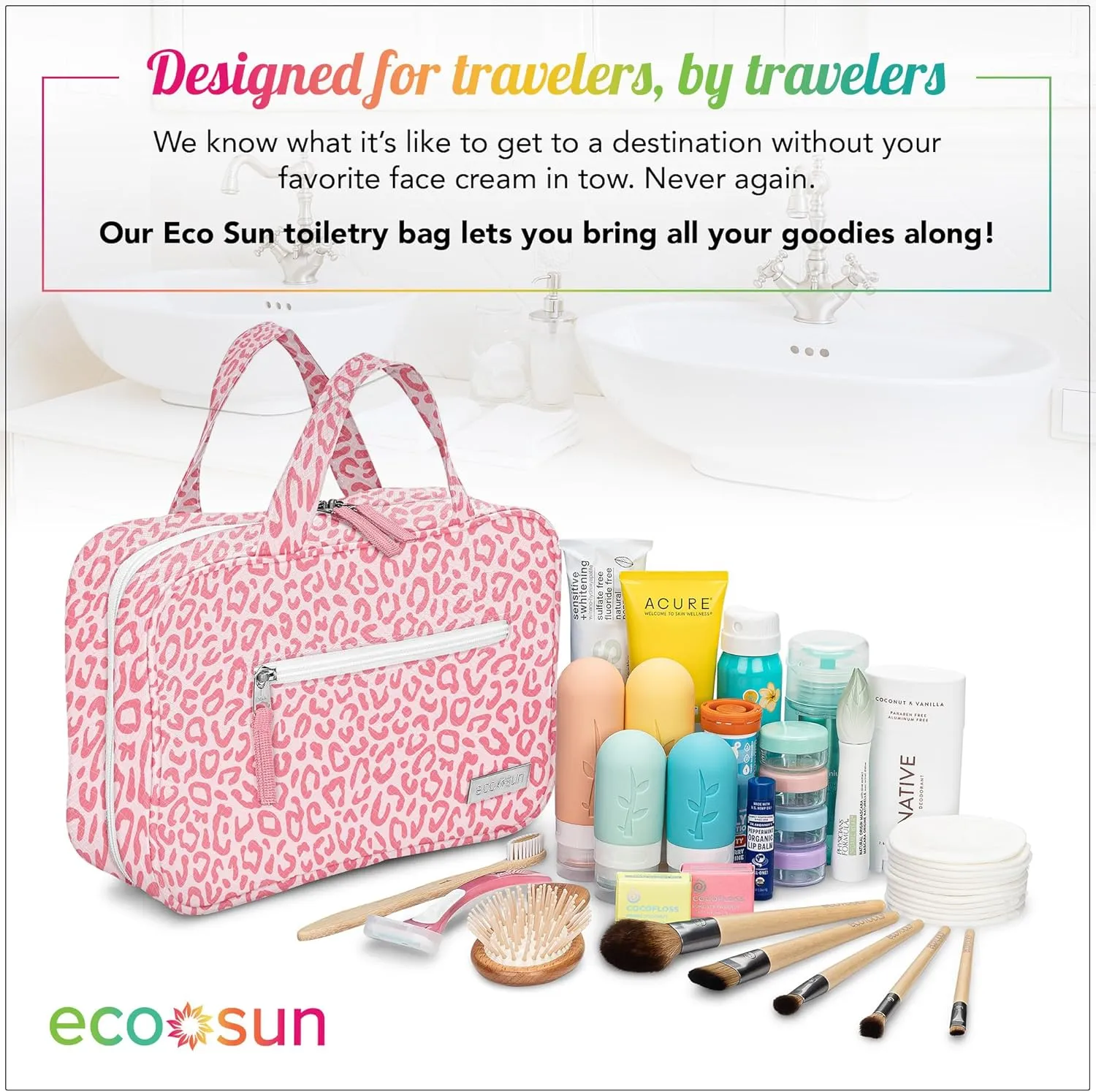 Hanging Travel Toiletry Bag — Designed in Hawaii — Water-resistant Travel Organizer for Bathroom Accessories