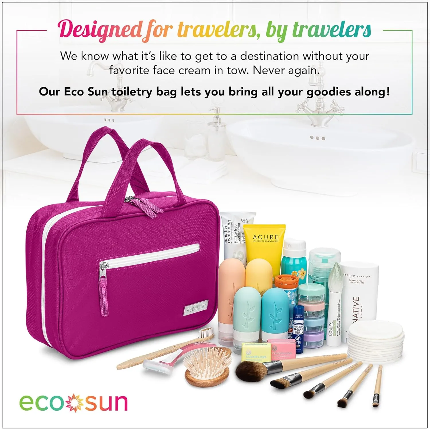 Hanging Travel Toiletry Bag — Designed in Hawaii — Water-resistant Travel Organizer for Bathroom Accessories