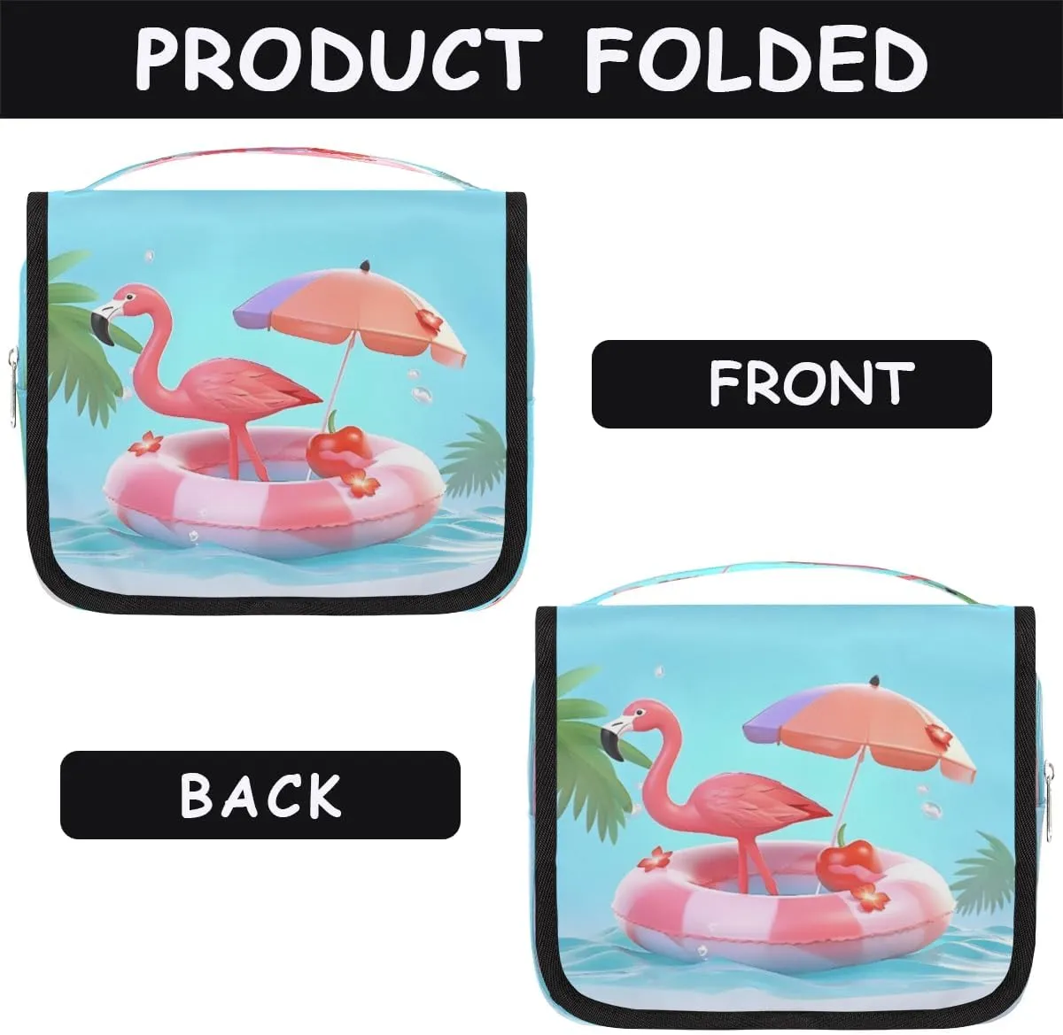 Hanging Travel Toiletry Bag Flamingo Beach Toiletry Bags with Hanging Hook Portable Cosmetic Bag Makeup Organizer for Travel Business Trip