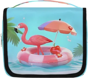 Hanging Travel Toiletry Bag Flamingo Beach Toiletry Bags with Hanging Hook Portable Cosmetic Bag Makeup Organizer for Travel Business Trip