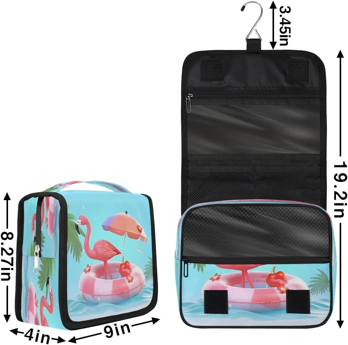 Hanging Travel Toiletry Bag Flamingo Beach Toiletry Bags with Hanging Hook Portable Cosmetic Bag Makeup Organizer for Travel Business Trip