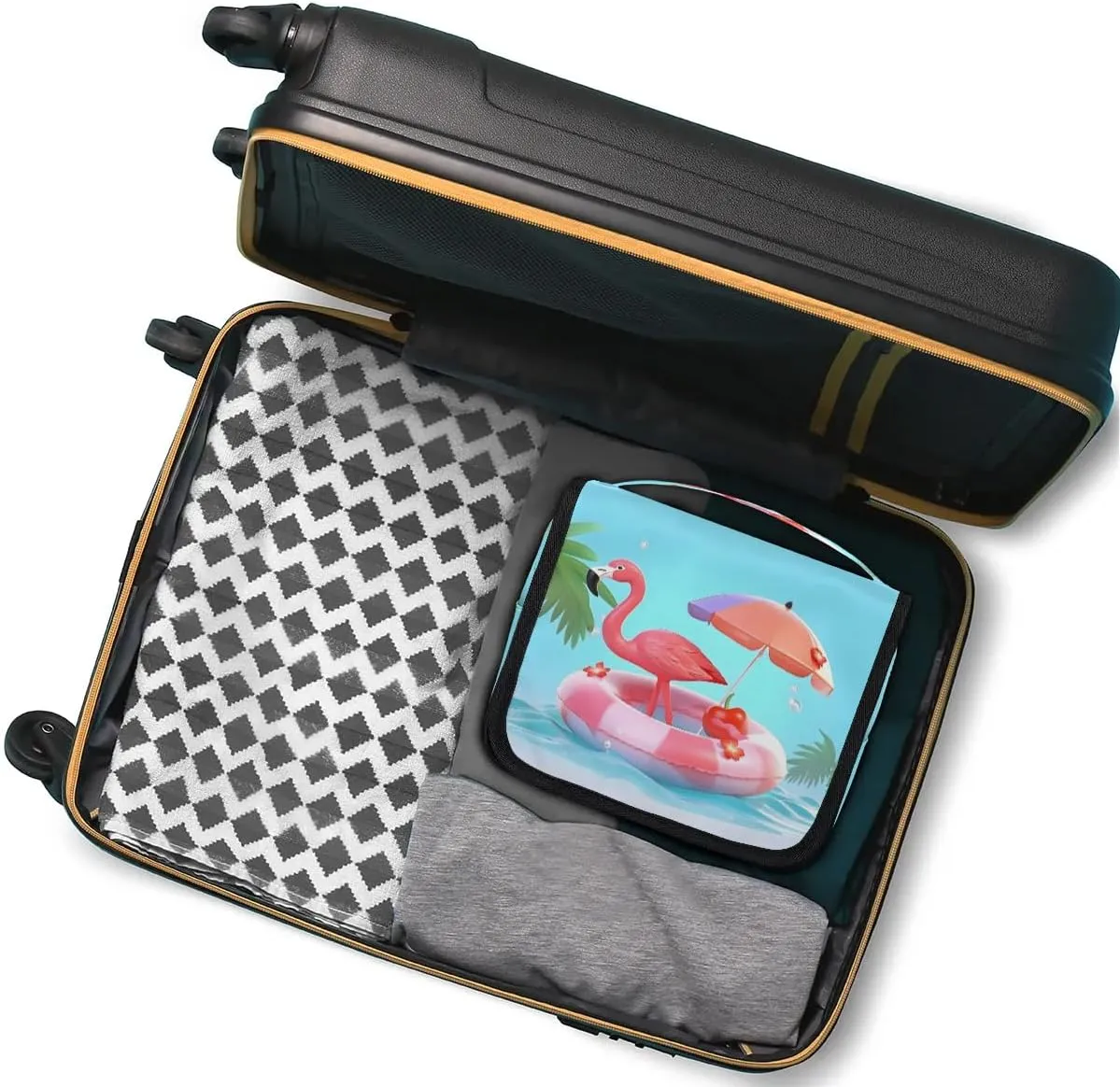 Hanging Travel Toiletry Bag Flamingo Beach Toiletry Bags with Hanging Hook Portable Cosmetic Bag Makeup Organizer for Travel Business Trip