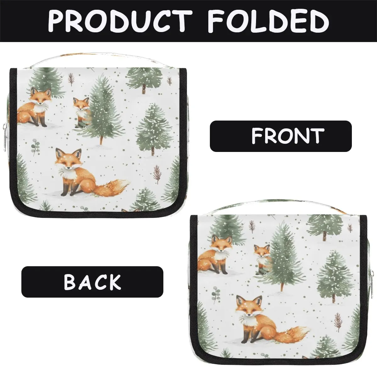 Hanging Travel Toiletry Bag Foxes Trees Toiletry Bags with Hanging Hook Portable Cosmetic Bag Makeup Organizer for Travel Business Trip