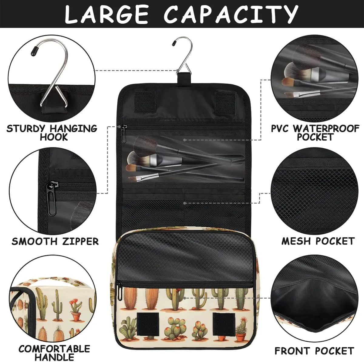 Hanging Travel Toiletry Bag Gardening Plant Toiletry Bags with Hanging Hook Portable Cosmetic Bag Makeup Organizer for Travel Business Trip