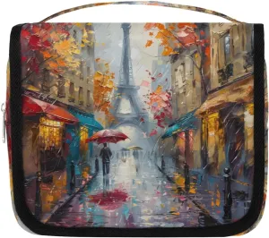 Hanging Travel Toiletry Bag Oil Painting Tower Toiletry Bags with Hanging Hook Portable Cosmetic Bag Makeup Organizer for Travel Business Trip