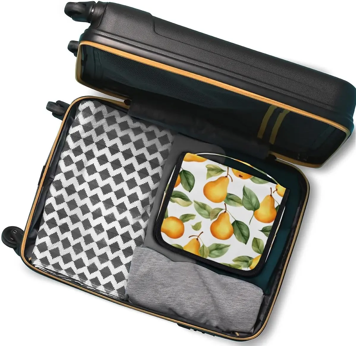 Hanging Travel Toiletry Bag Pears Print Toiletry Bags with Hanging Hook Portable Cosmetic Bag Makeup Organizer for Travel Business Trip
