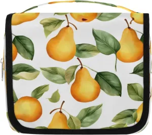 Hanging Travel Toiletry Bag Pears Print Toiletry Bags with Hanging Hook Portable Cosmetic Bag Makeup Organizer for Travel Business Trip