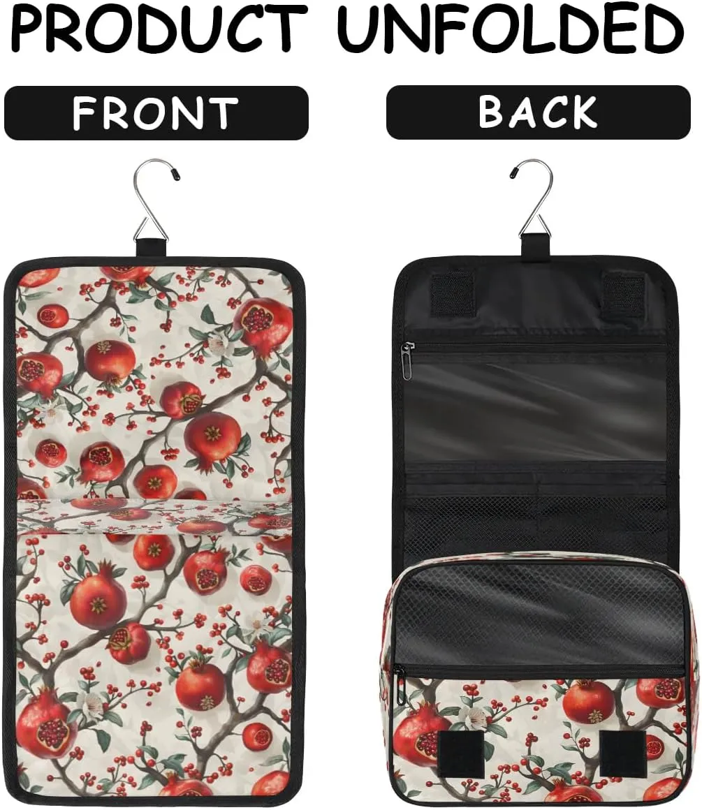 Hanging Travel Toiletry Bag Pomegranate Tree Toiletry Bags with Hanging Hook Portable Cosmetic Bag Makeup Organizer for Travel Business Trip