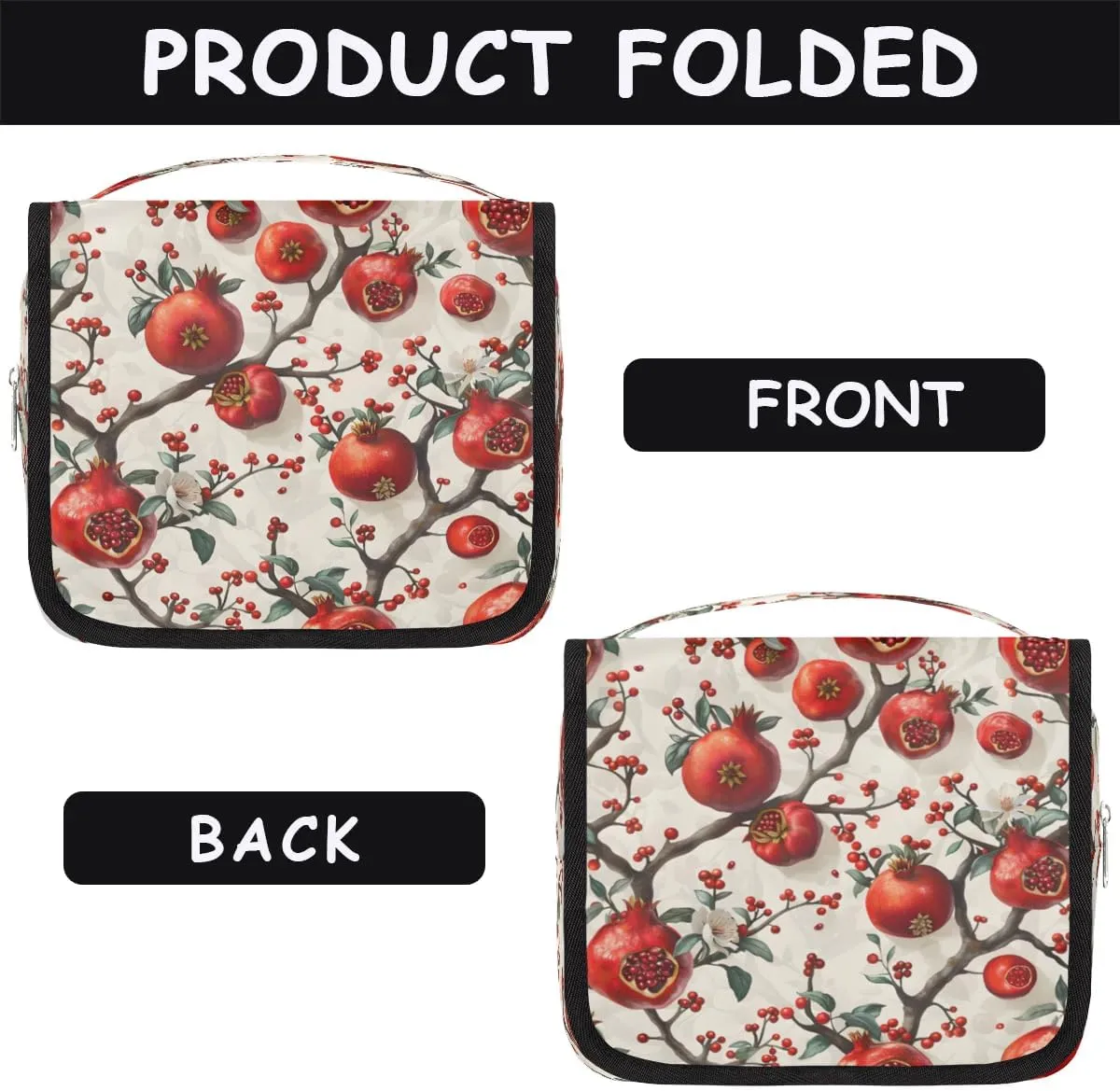 Hanging Travel Toiletry Bag Pomegranate Tree Toiletry Bags with Hanging Hook Portable Cosmetic Bag Makeup Organizer for Travel Business Trip