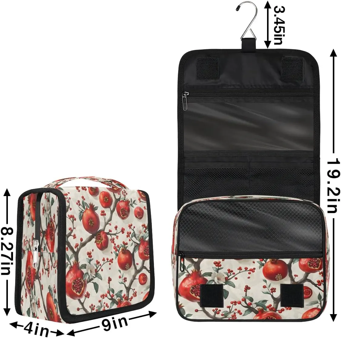 Hanging Travel Toiletry Bag Pomegranate Tree Toiletry Bags with Hanging Hook Portable Cosmetic Bag Makeup Organizer for Travel Business Trip