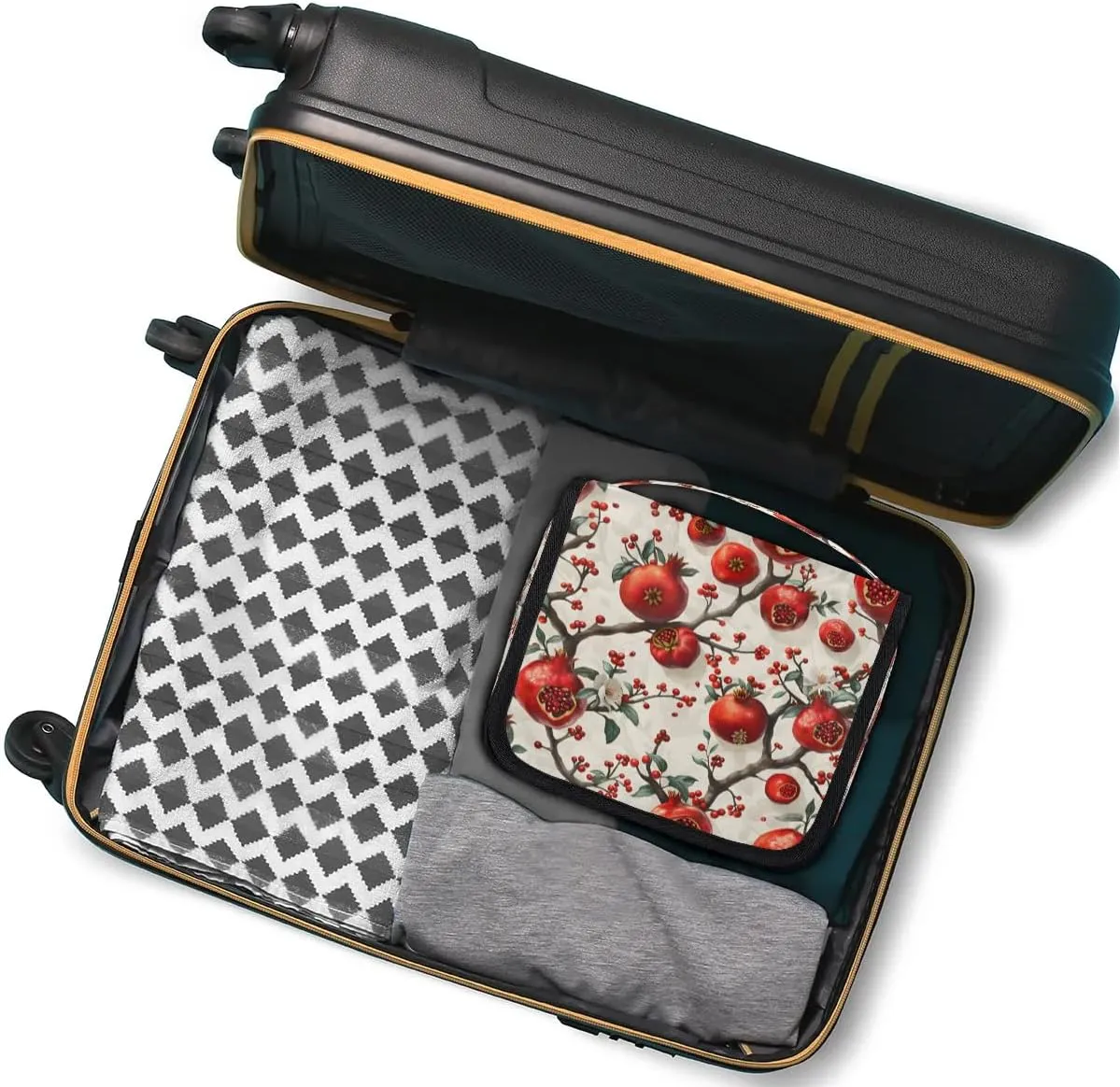 Hanging Travel Toiletry Bag Pomegranate Tree Toiletry Bags with Hanging Hook Portable Cosmetic Bag Makeup Organizer for Travel Business Trip