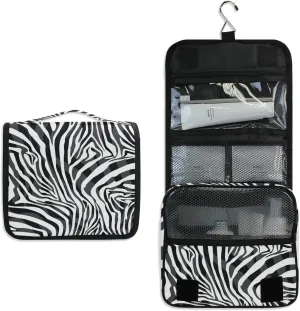 Hanging Travel Toiletry Bag Zebra Print Portable Makeup Organizer Cosmetic Bag Toiletry Kit for Women & Man