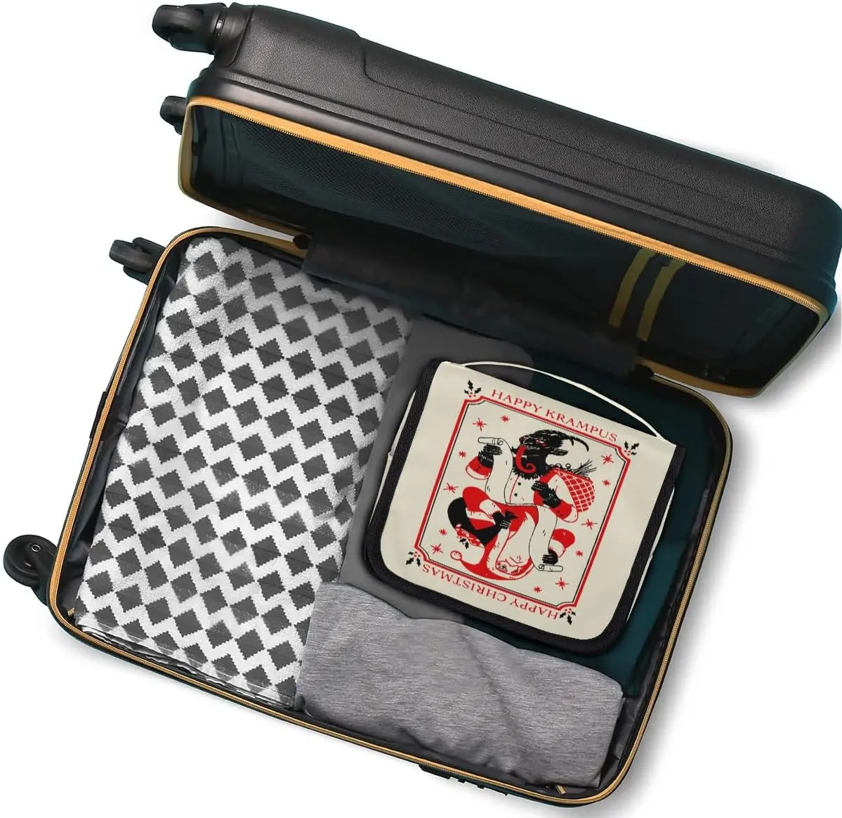 HAPPY KRAMPUS Kids Toiletry Travel Bag, Hanging Makeup Bag, Waterproof Boys Shaving Bag Makeup Kit Travel Cosmetic Bag Boys for Kids Adult Travel Essential