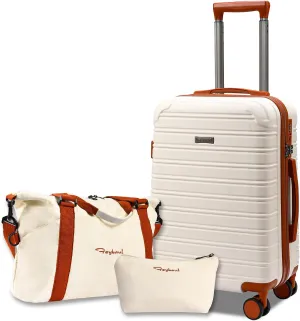 Hard Case Luggage 3 Piece Sets 20 Inch Carry On Lightweight With Spinner Wheels Rolling Suitcase 22x14x9 Airline Approved PC ABS TSA Lock Hardshell Travel Carry On Size Hardside 3PCS Set Beige