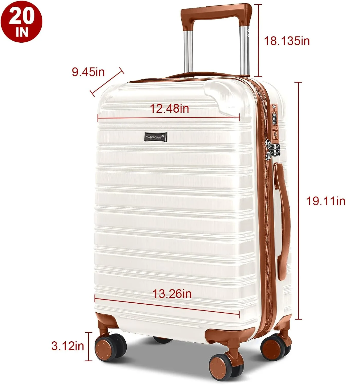 Hard Case Luggage 3 Piece Sets 20 Inch Carry On Lightweight With Spinner Wheels Rolling Suitcase 22x14x9 Airline Approved PC ABS TSA Lock Hardshell Travel Carry On Size Hardside 3PCS Set Beige