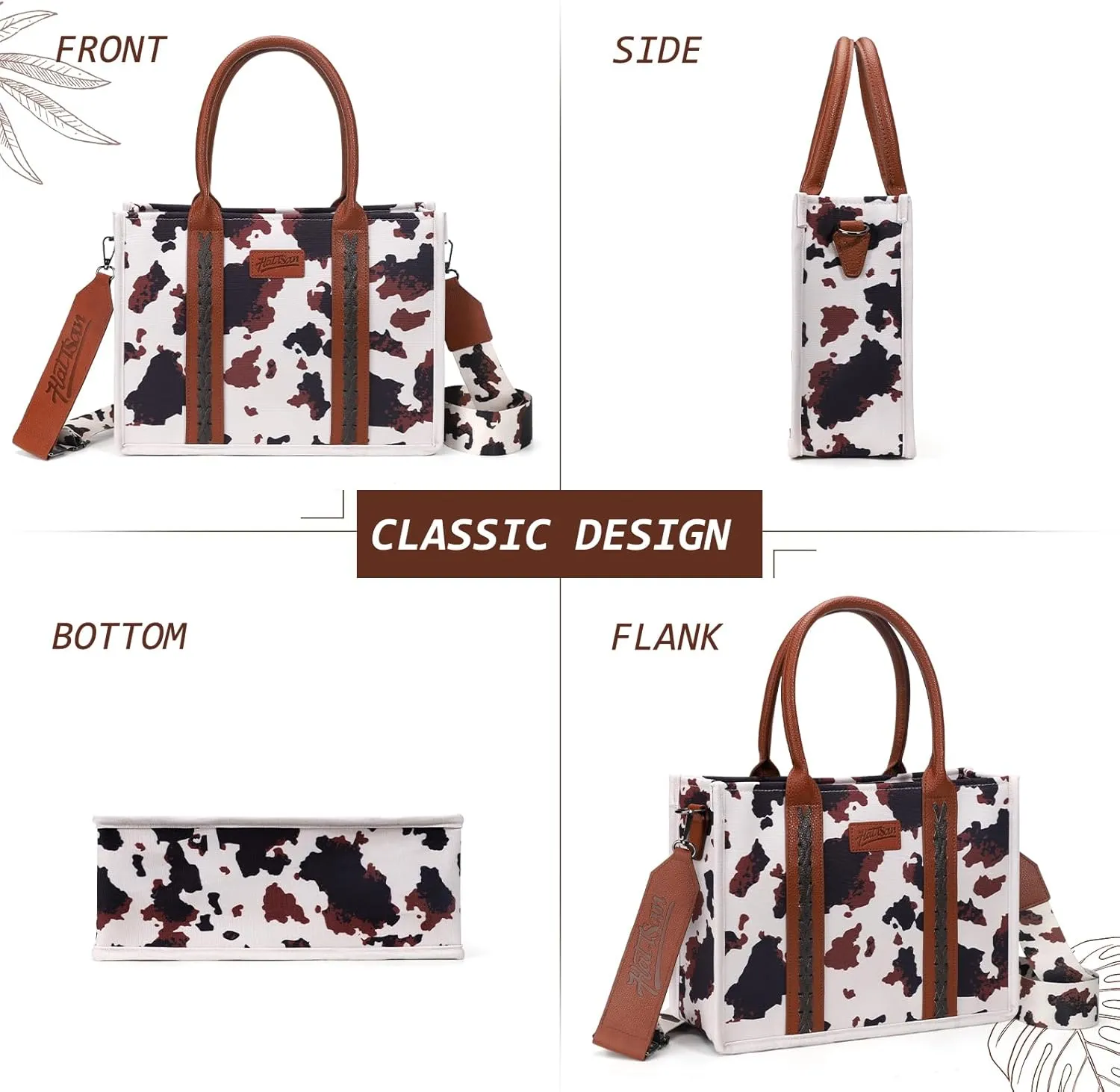 hatisan Canvas Tote Bag for Women Western Purses Shoulder Boho Bag Crossbody Bag Handbags Wallet