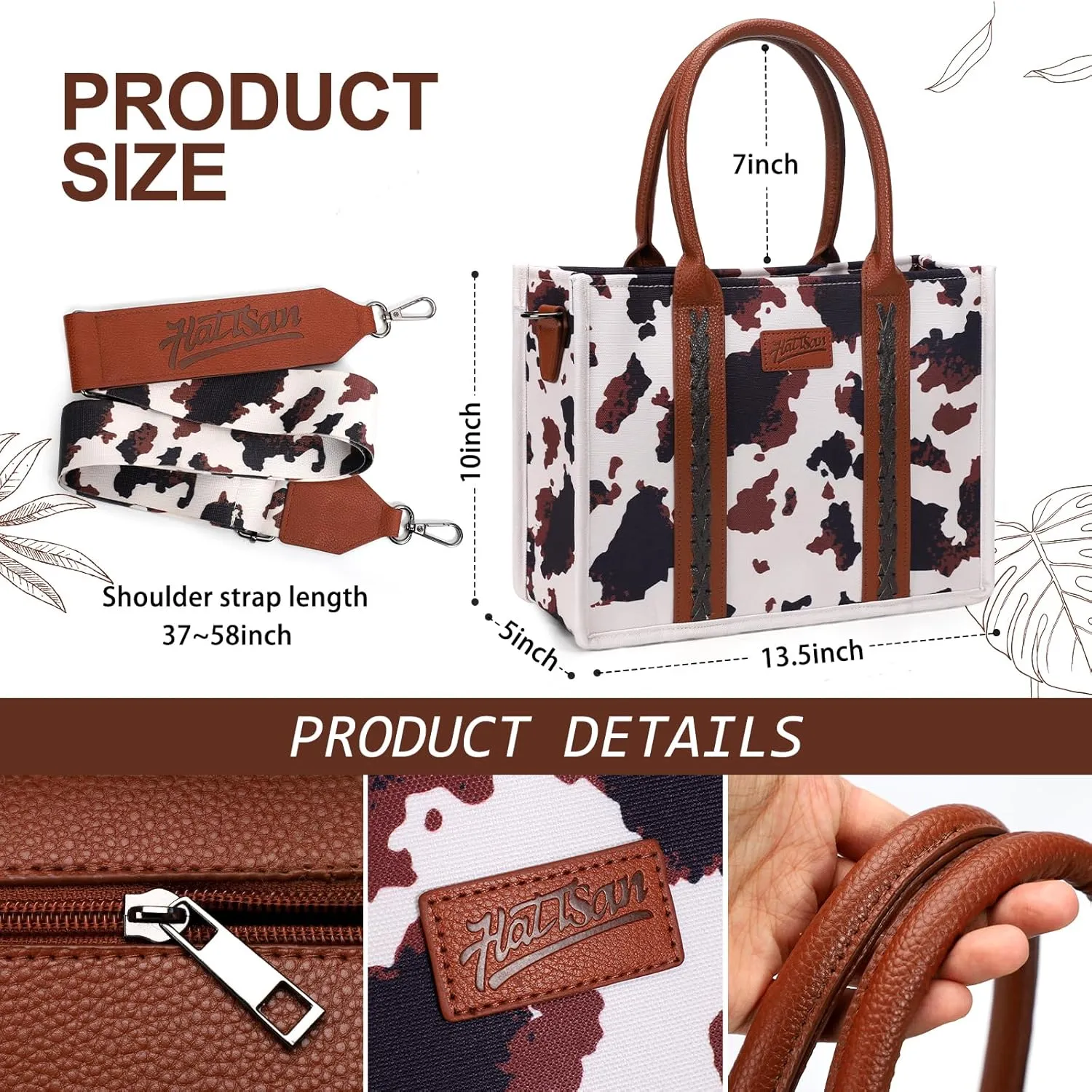 hatisan Canvas Tote Bag for Women Western Purses Shoulder Boho Bag Crossbody Bag Handbags Wallet