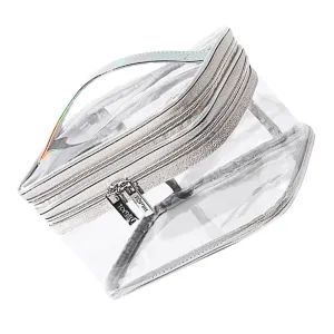 Healifty Large Toiletry Bag Travel Pvc Double-deck Makeup Organizer Bag Portable