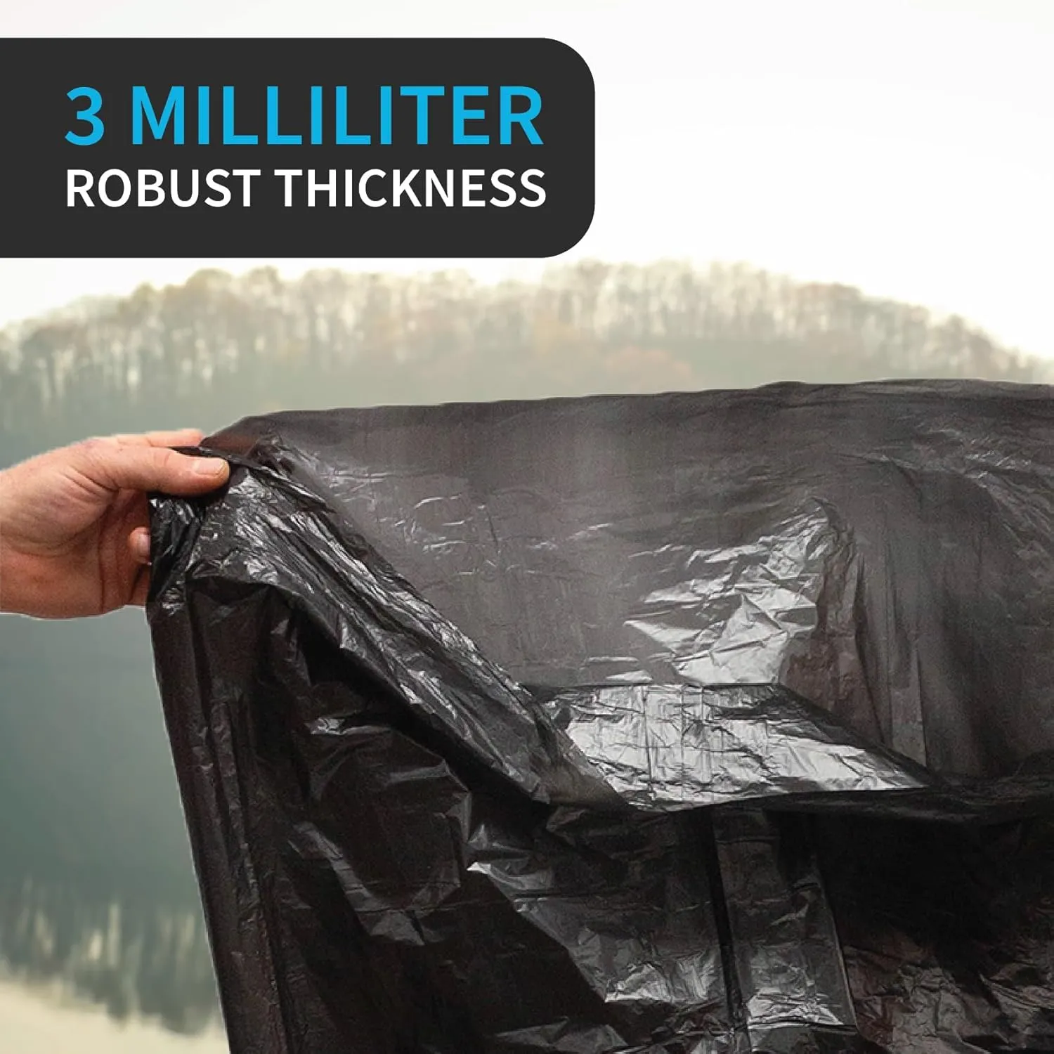 Heavy Duty Contractor Bags, 42 Gallon, 32.75" X 47" - 3 MIL Thick Large Black Industrial Garbage Trashbags (No Ears) for Construction and Commercial use (No Ties)