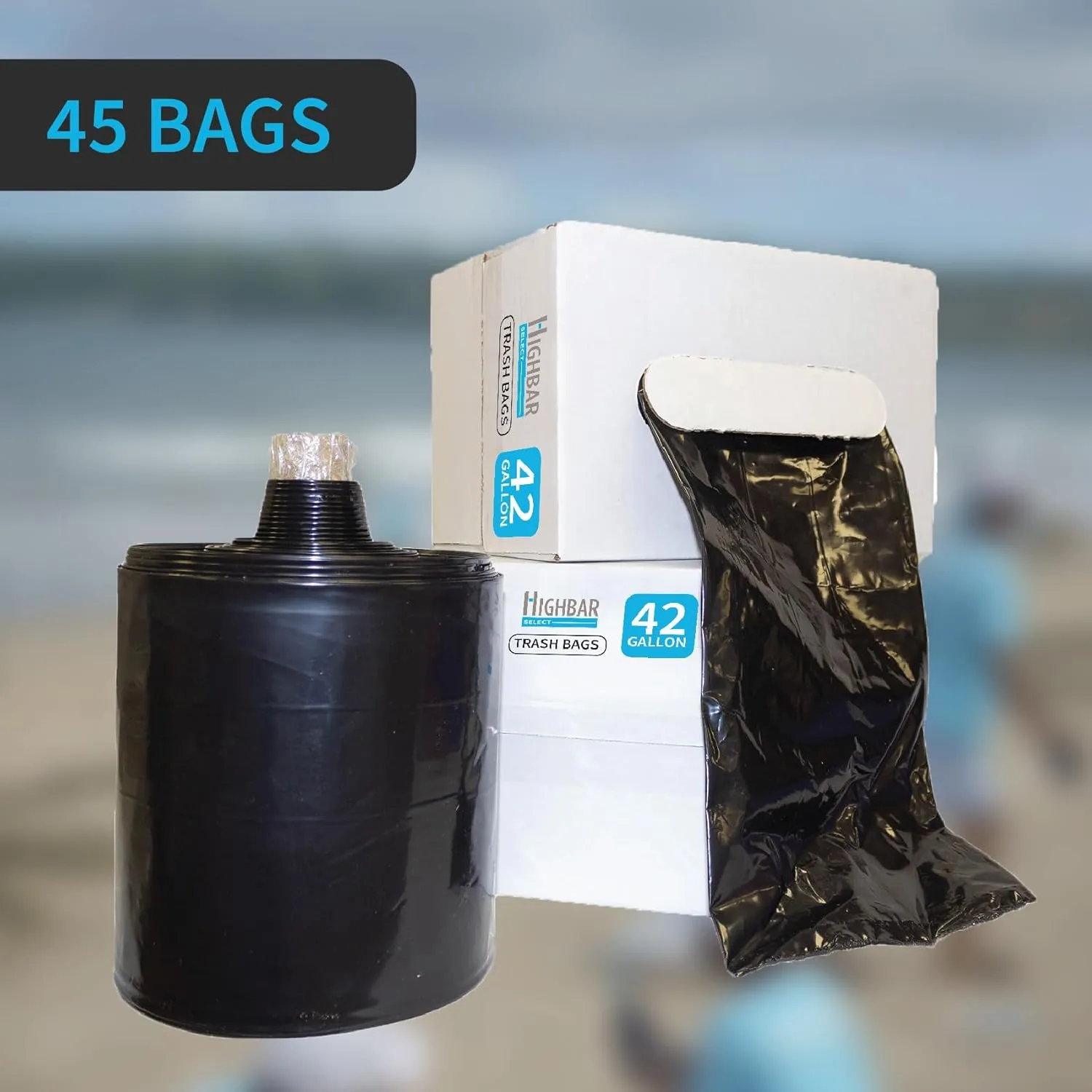 Heavy Duty Contractor Bags, 42 Gallon, 32.75" X 47" - 3 MIL Thick Large Black Industrial Garbage Trashbags (No Ears) for Construction and Commercial use (No Ties)