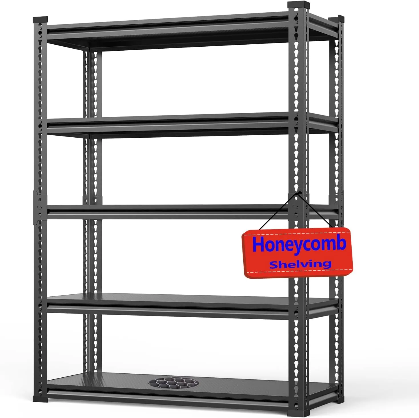 Heavy-Duty Garage Shelving Unit, 3000 lbs Load Capacity, 5-Tier Aluminum Metal Garage Storage Shelf, Adjustable Industrial Storage Rack for Basement and Workshop(1,72" H X 35.5" L X 16" D)