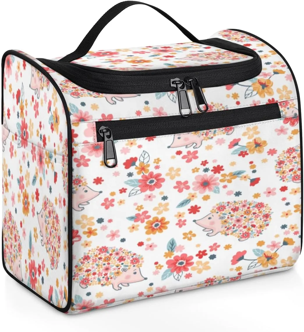 Hedgehogs Pattern Hanging Toiletry Bag for Men Women Travel Cosmetic Makeup Organizer Bag Water Resistant Large Portable Wash Case for Accessories, Toiletries, Cosmetics