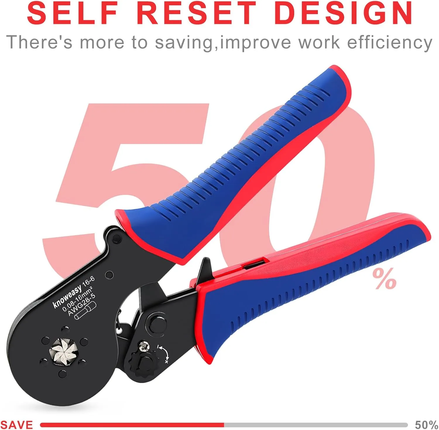 Hexagonal Ferrule Crimper,Knoweasy 16-6 Ferrules Crimp Tool and Hexagonal Wire Ferrule Crimper Used for 28-5 AWG/0.5-16mm² Cable End Sleeves