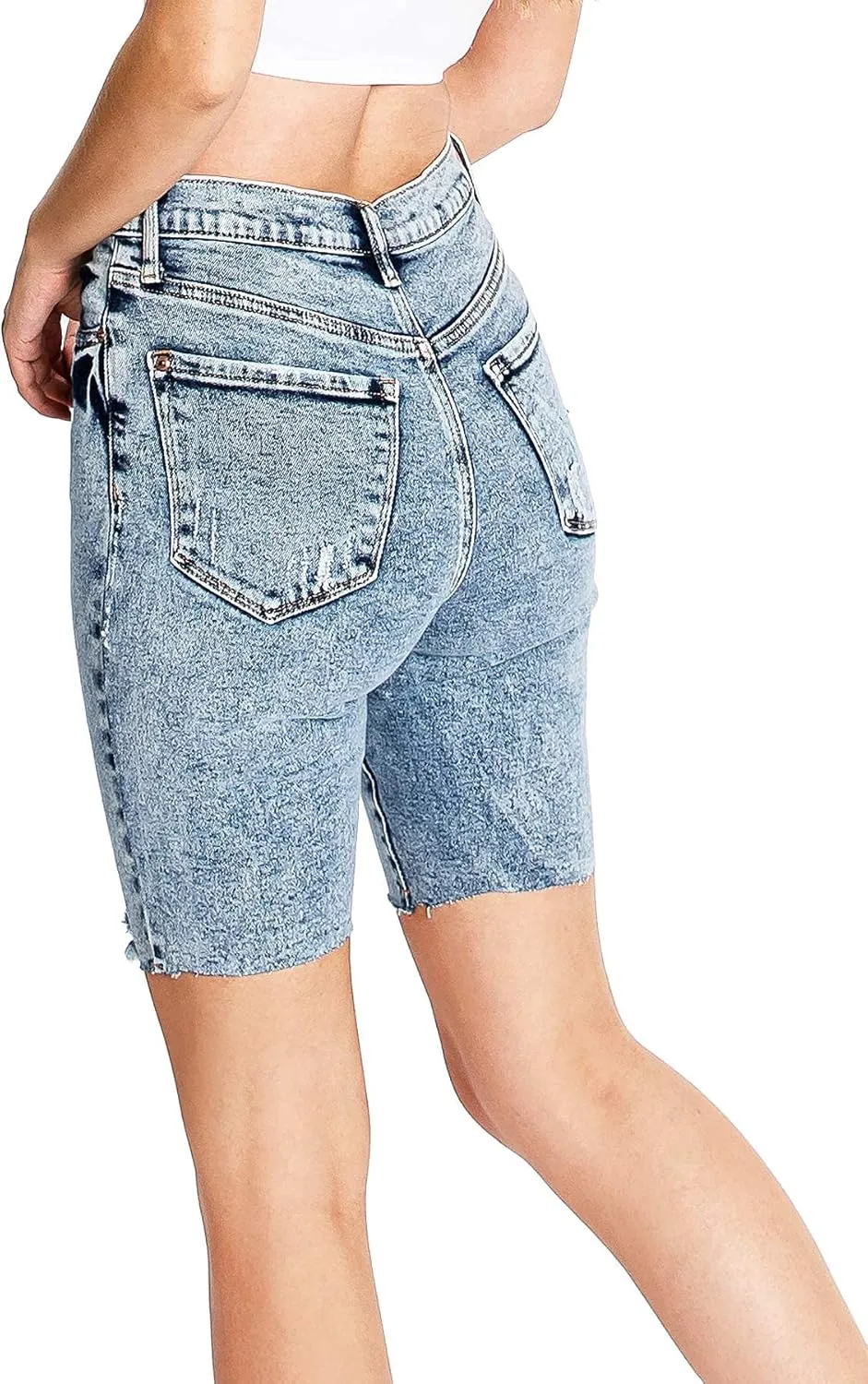 High-Rise Cutoff Bermuda Shorts by Celebrity Pink Jean
