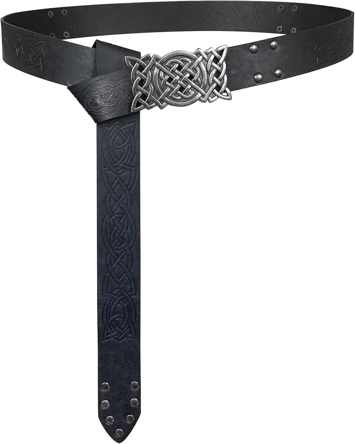 HiiFeuer Viking Embossed Buckle Belt, Nordic Faux Leather Knight Belt, Retro Medieval Warrior Belt for LARP Cosplay Halloween