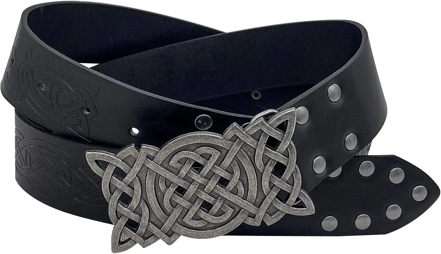 HiiFeuer Viking Embossed Buckle Belt, Nordic Faux Leather Knight Belt, Retro Medieval Warrior Belt for LARP Cosplay Halloween