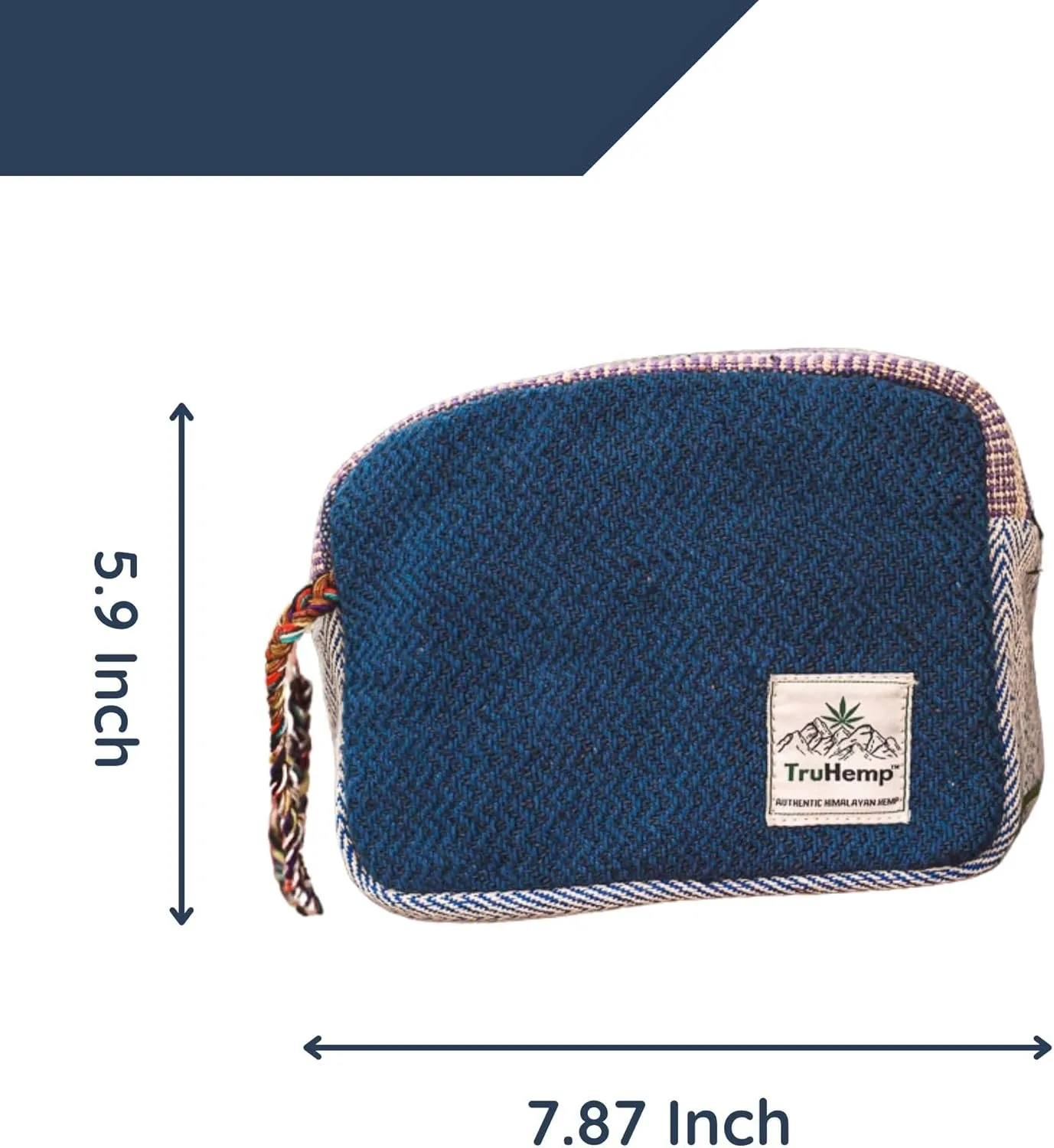 Himalayan Hemp Toiletry Kit – Natural Hemp Travel Pouch with Spacious Storage, Dual Zipper Compartments, Soft Cotton Lining