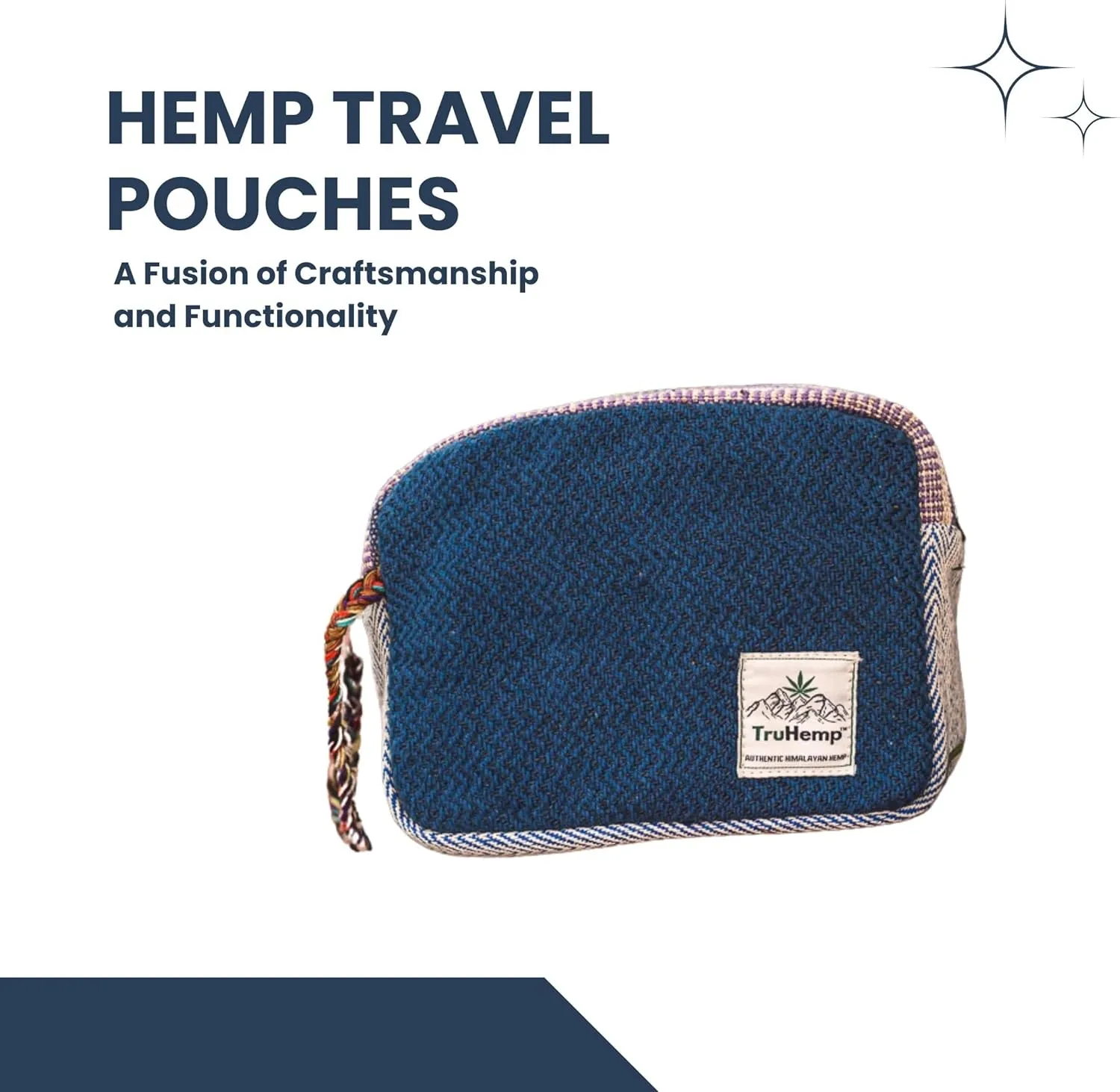 Himalayan Hemp Toiletry Kit – Natural Hemp Travel Pouch with Spacious Storage, Dual Zipper Compartments, Soft Cotton Lining