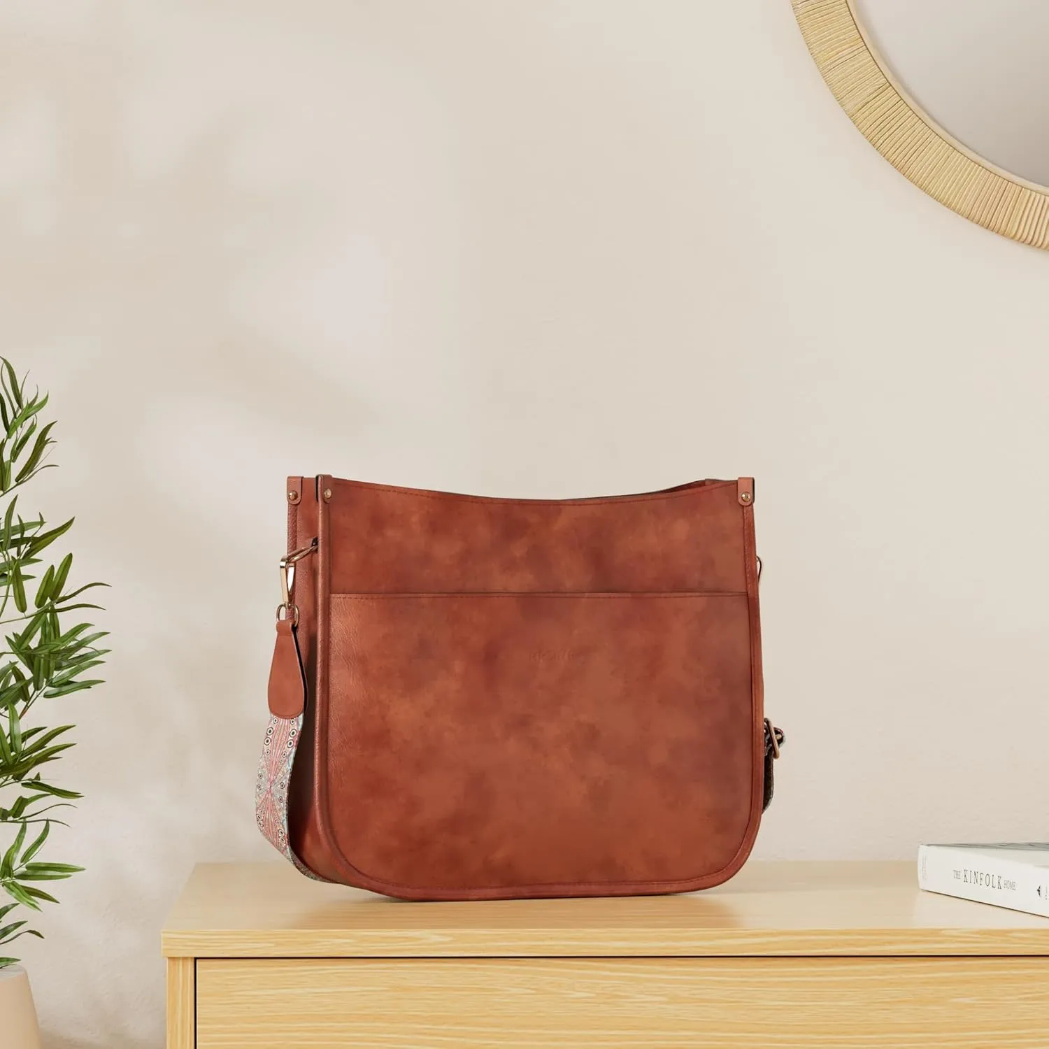 HKCLUF Crossbody Bag Purse for Women 2PCS/Set Leather Hobo Handbag Wallet Set With 2Adjustable Guitar Strap Shoulder Bag