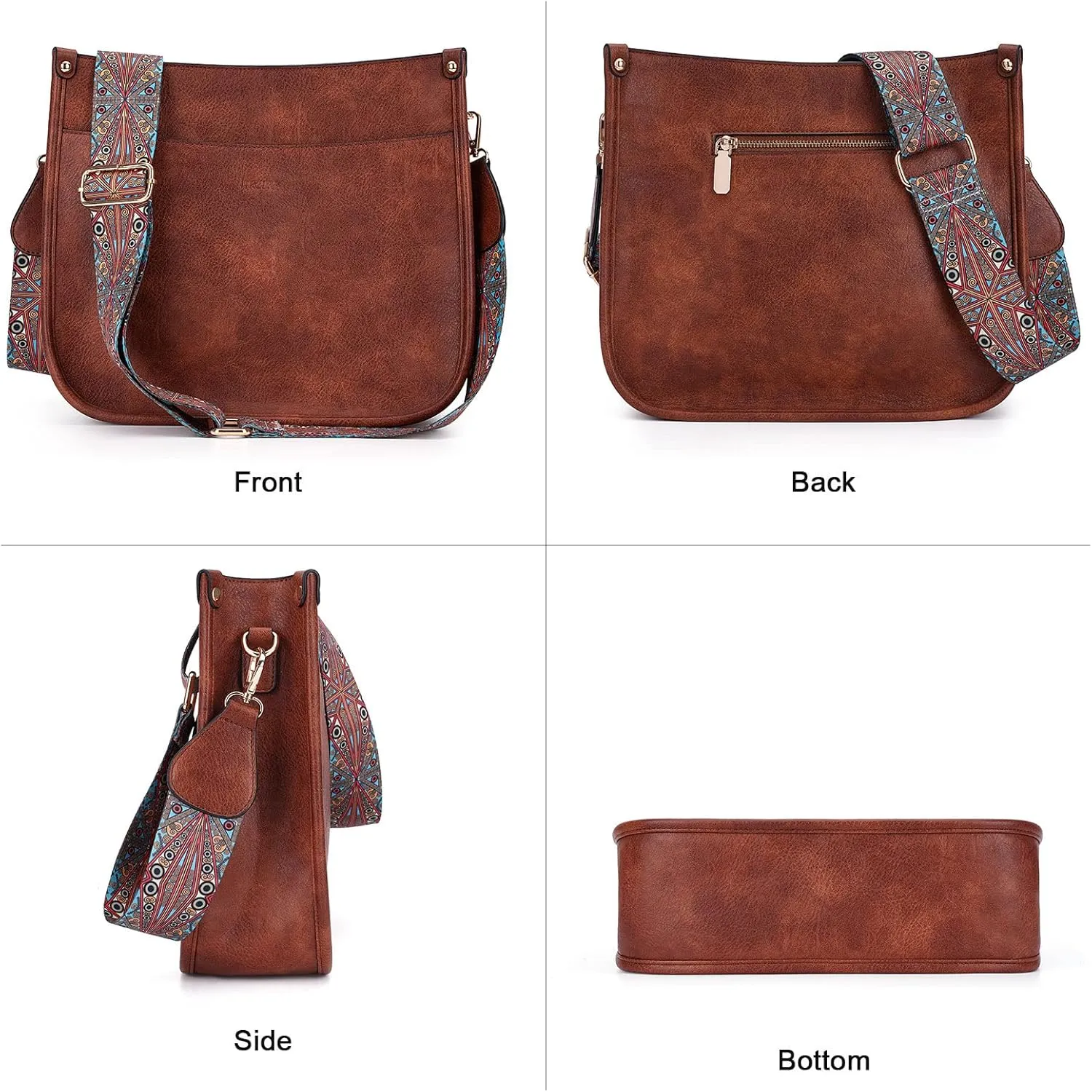 HKCLUF Crossbody Bag Purse for Women 2PCS/Set Leather Hobo Handbag Wallet Set With 2Adjustable Guitar Strap Shoulder Bag