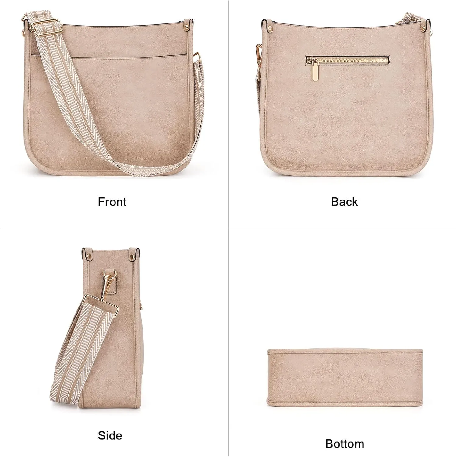 HKCLUF Vegan Leather Crossbody Bags Purse for Women Trendy Tassel Hobo Handbag Women With 2PCS Adjustable Guitar Strap