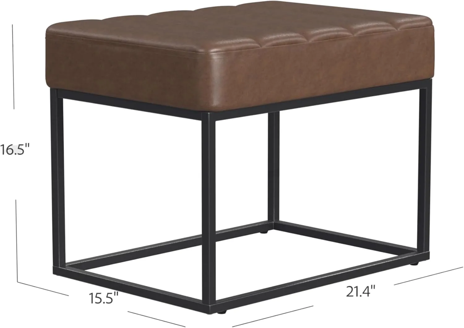 HomePop Theodore Channel Tufted Small Ottoman - Brown Faux Leather