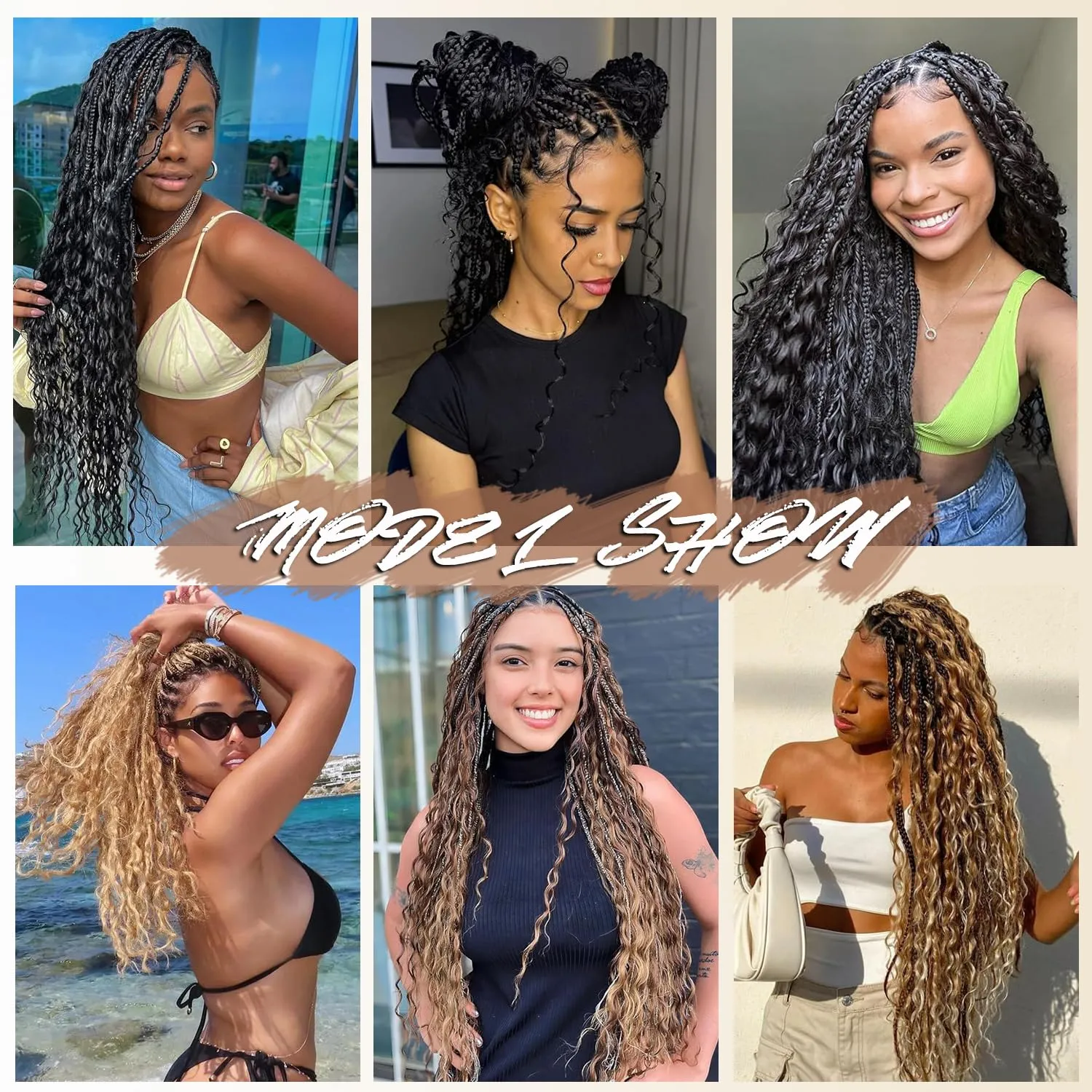 HUA 20 Inch Human Braiding Hair Deep Wave Bulk Hair for Braiding Curly Extensions for Boho Braids Wet and Wavy Honey Blonde #27 Color Long Curly Boho Braids Mix Synthetic 100g for Daily Use/Birthday