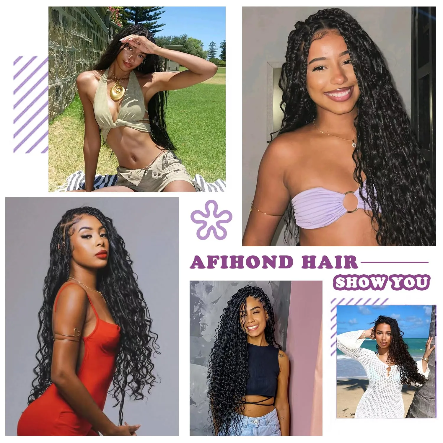 Human Braiding Hair For Boho Braids Deep Water Wave Human Bulk Hair for Braiding 12A Brazilian Virgin Human Hair Extensions for Boho Braids 3 Bundles/Pack 110g Honey Blonde 16inch