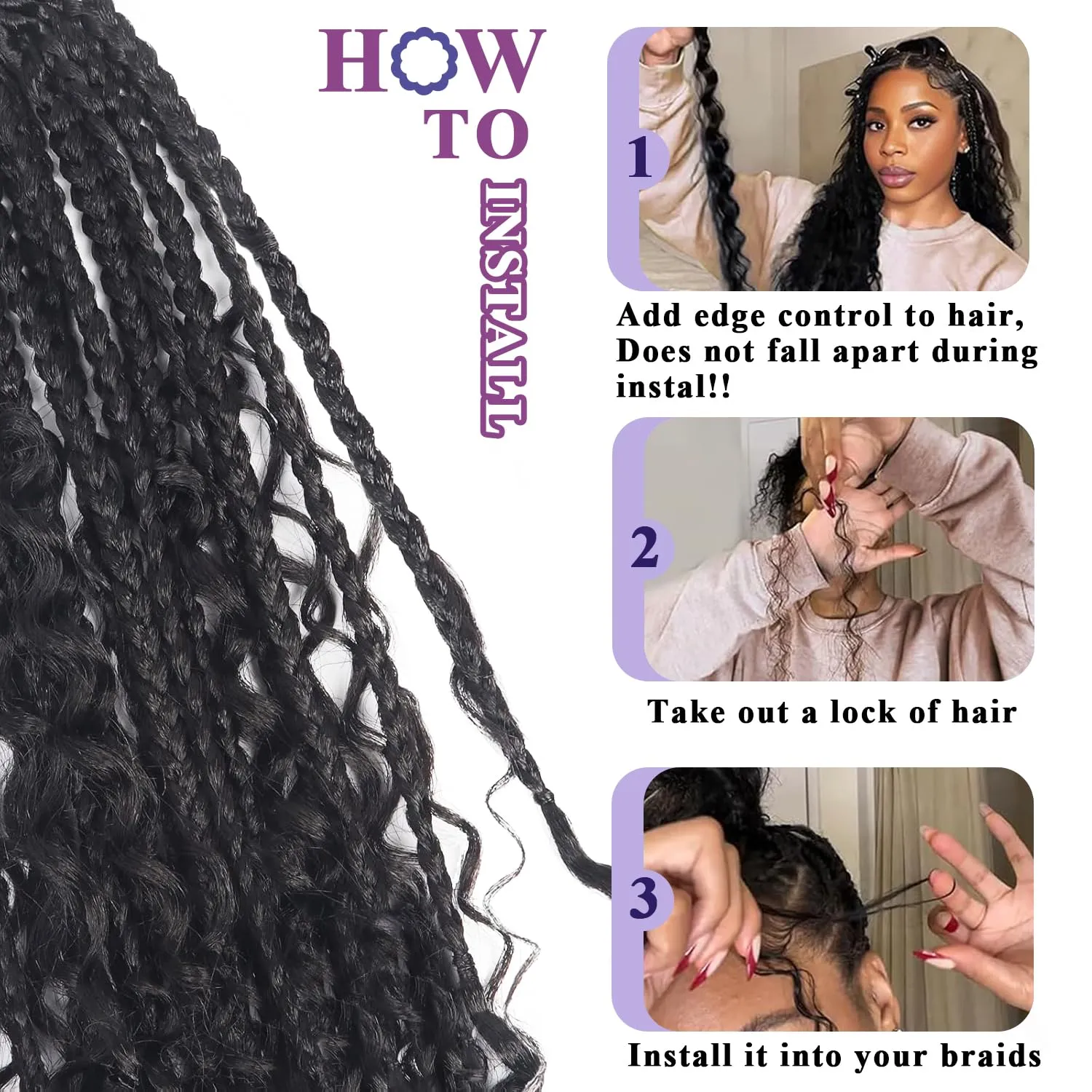 Human Braiding Hair For Boho Braids Deep Water Wave Human Bulk Hair for Braiding 12A Brazilian Virgin Human Hair Extensions for Boho Braids 3 Bundles/Pack 110g Honey Blonde 16inch