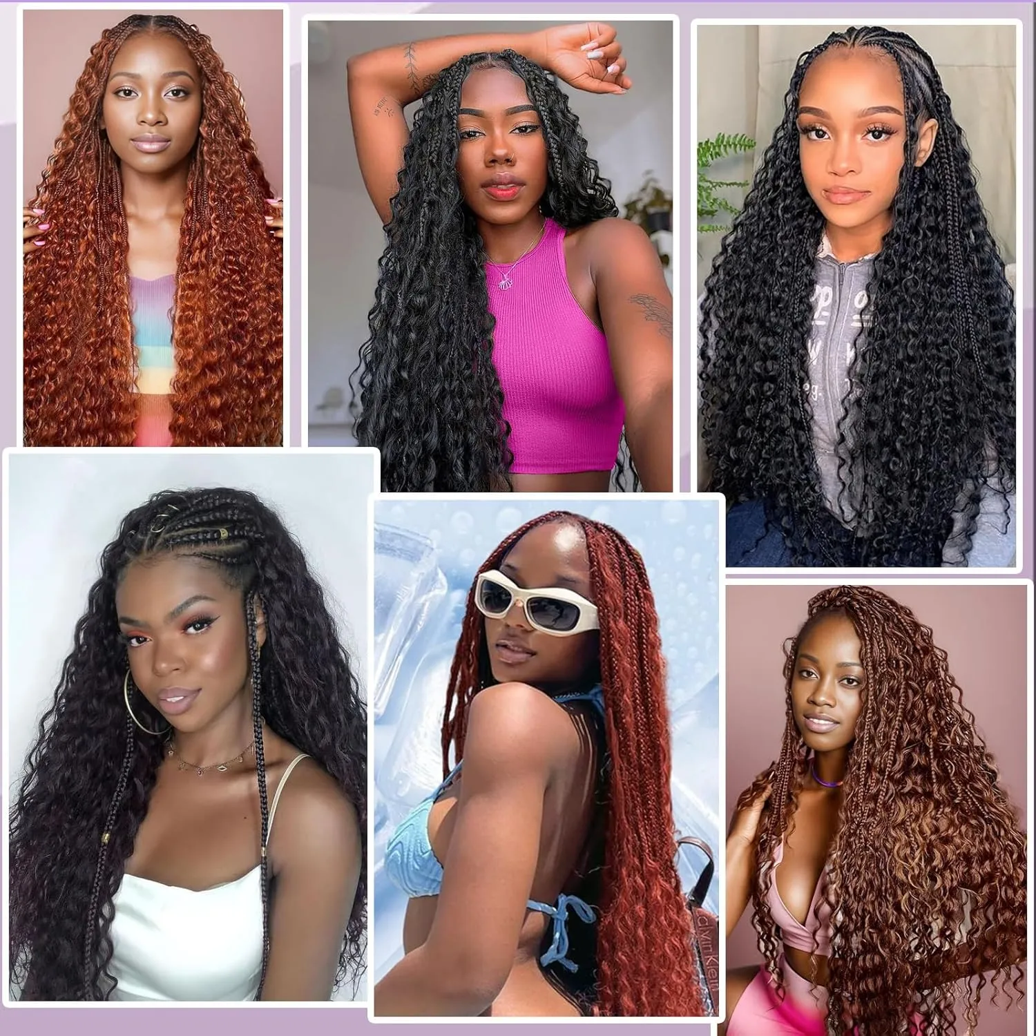 Human Braiding Hair Mix Synthetic Boho Hair for Braiding, 16 Inch Deep Wave Bulk for Boho Braids 2 Pcs Curly Bohemian Wet and Wavy Braiding Hair (4#, 16 Inch)