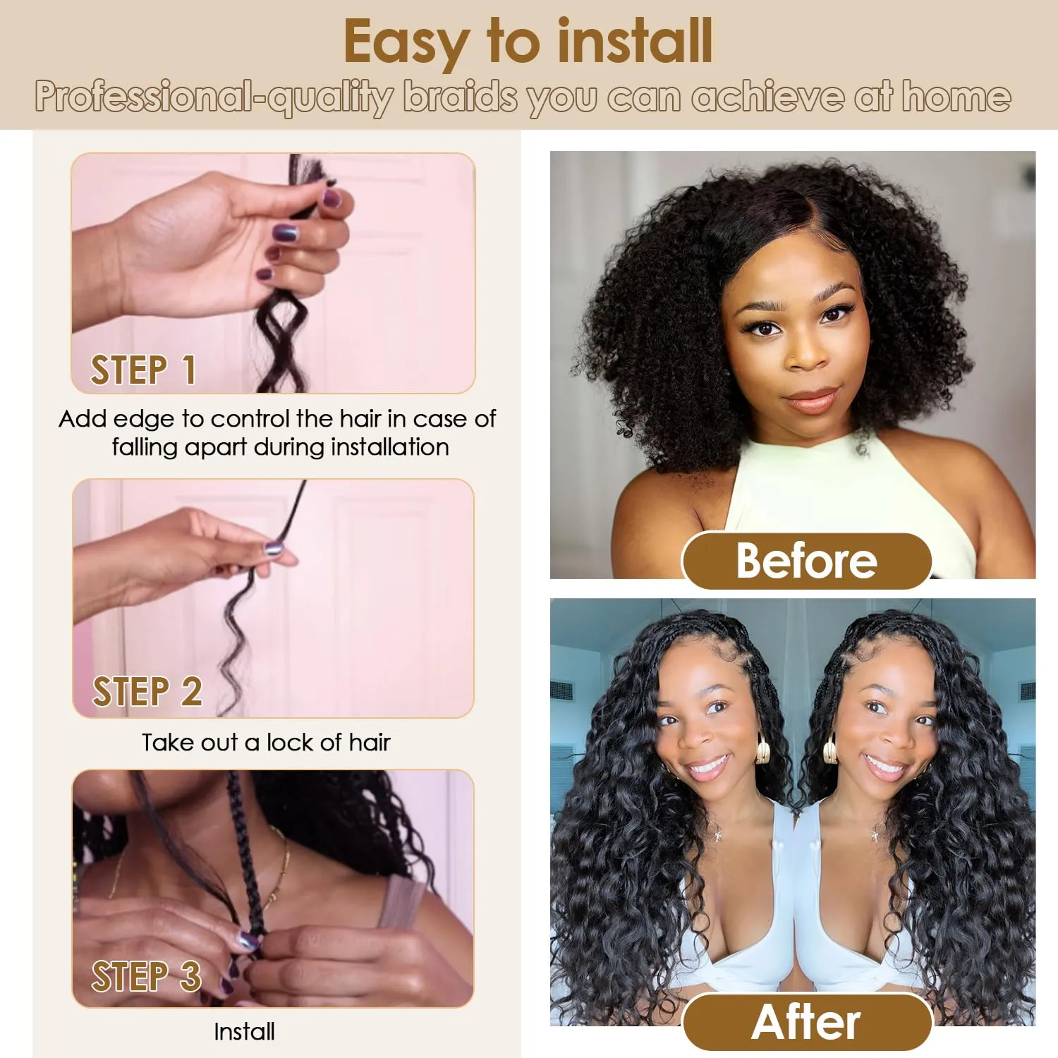 Human Braiding Hair Mixed Synthetic Braiding Hair for Boho Braids 2 Bundles 160g Color 30 Brown Deep Wave Bulk Human Hair for Braiding No Weft Hair Extensions Braiding Hair 24inch（30#）